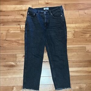 FREE PEOPLE Women’s High Rise Frayed Hem Black Wash CURVY Jeans